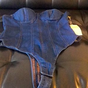 Denim stretchy body suit size large.
